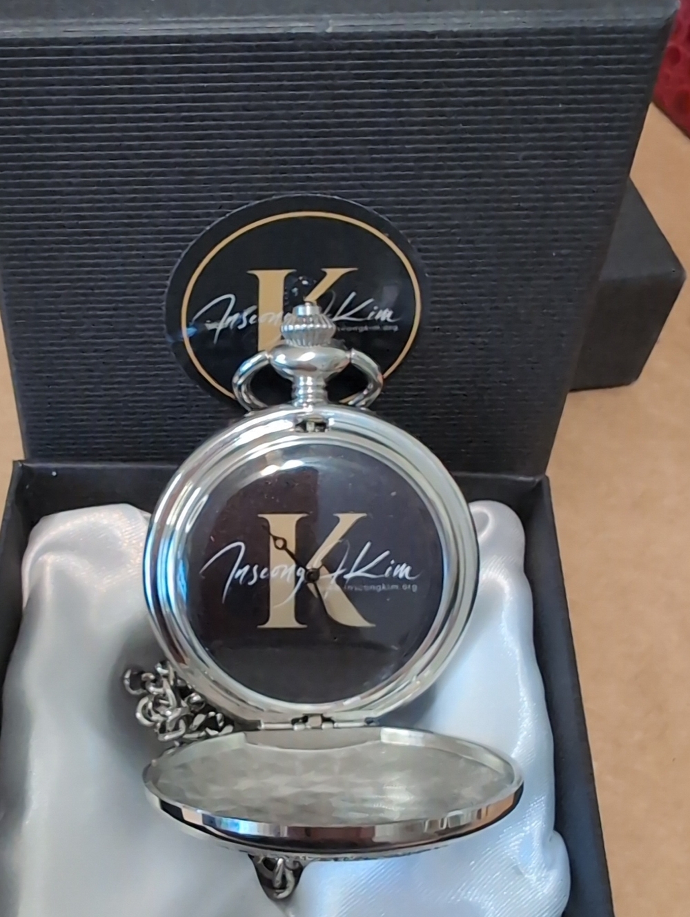 InseongK Kim Silver Pocket Watch with Chain